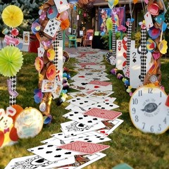 Preboun 2 Pcs Wonderland Party Decoration Aisle 118 x 16 inches, Multi Color