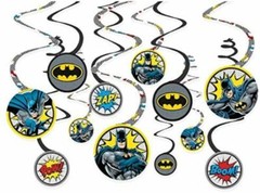 DC Comic Batman Swirl Decoration Birthday Party Supplies Dangler Pack of 12