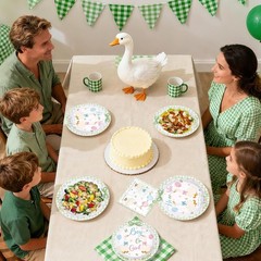 96 Pcs Sage Green White Goose Gender Reveal Decorations Baby Shower Plates and
