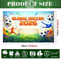 71×43 Inches Global Soccer 2026 Banner Soccer Tournament Party Decorations Fo…