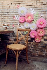 Tissue Paper Chrysanth Flowers with Butterfly and Olive Leaves for Wedding Ba…