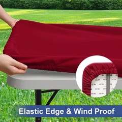 homing 4 Packs 8 Foot Rectangle Easter Table Cloth, Waterproof Polyester Elastic