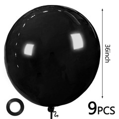 Big 36 Inch Balloons, 9Pcs Black Giant Big Latex Balloon, Large Baloons for B…