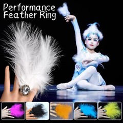 1PC Feather Acrylic Crystal Ring Adjustable for Party Stage Carnival Dance Fancy
