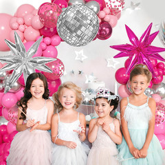 143Pcs Pink and Silver Valentines Balloon Garland Arch Kit, Hot Pink Confetti 4