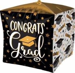 * (Set of 3) * CUBEZ “CONGRATS Grad” foil Graduation Mylar Foil Cube Balloon 15″