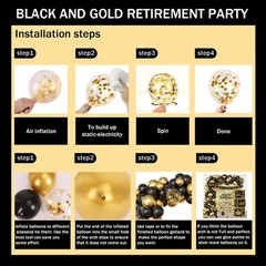 Happy Retirement Party Decorations Kit for Men Women, Black Gold Retirement