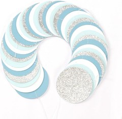 Light Baby Blue White Silver Party-Decoration Garland – 52ft Baby Boy Shower