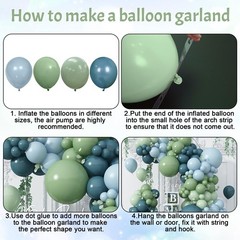 Blue and Green Balloon Arch Kit 107Pcs Dusty Blue Sage Green Balloons Garland…