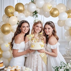 23rd Birthday Decorations Set – 10 White Cream, 10 Gold Balloons, Cake Topper