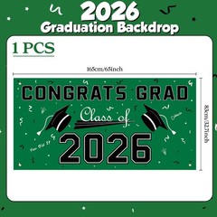 Graduation Decorations 2024 Party Backdrop Banner Red Black Photo Booth Props
