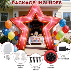 Movie Night Decorations Inflatable Star Arch 10ft Decorations Red Light Up