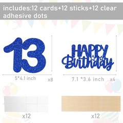 Centerpiece Sticks 13th Birthday 12 PCS Blue Glitter Sign Table Topper Decor