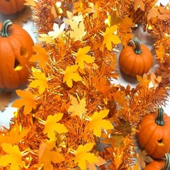 33Ft Thanksgiving Fall Tinsel Garland Shiny Hanging Coarse-Textured Light Orange