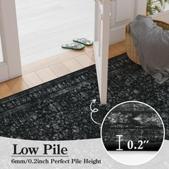 LEEVAN 2.6×8 Black Distressed Runners for 2.5’x8′, Ancient