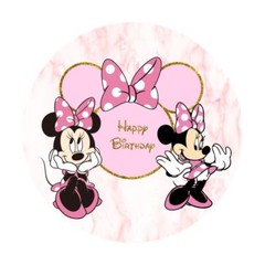Round Minnie Mouse Backdrop Cover Baby Girl Birthday Party Background Decoration