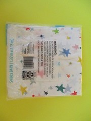 BRIGHT STARS plastic tablecloth 54″ x 84″ White background with Stars