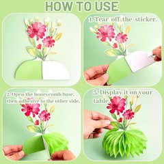 Green Flower Honeycomb Table Centerpieces for Party Decorations 12pcs