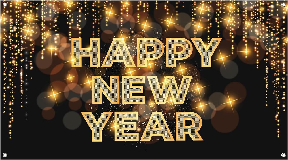 Extra Large ‘Happy New Year’ Banner 72×44 Inch for NYE 2025 Decorations