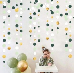 46 Ft Sage Green Gold Party Decorations Polka Dots Garlands – A0186