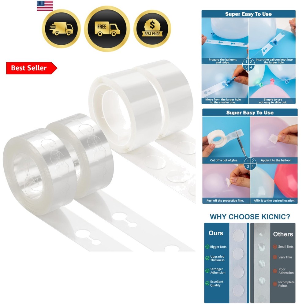 Balloon Arch Strip Kit for Garland, 32.8 Feet Balloon Tape Strips and 200 Glu…