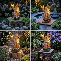 Solar Bunny Statue Recycled Composite Resin High Efficiency Solar Panel