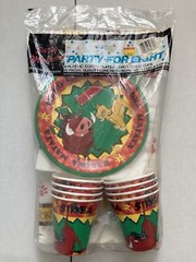 DISNEY LION KING BEACH PARTY MAKERS SET PLATES CUPS NEW SEALED CARTOON MOVIE VTG
