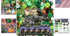 Dinosaur Birthday Decorations Set Serve 24