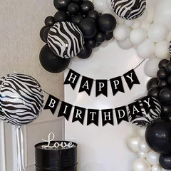 Hooqict Black Happy Birthday Banner for Men and Women Party Decorations