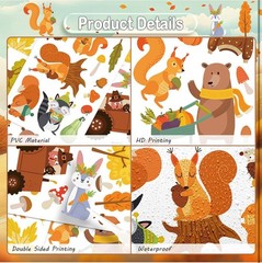 6 Sheets 75pc & 4 Sheets 63pc Fall Window Clinger Stickers Leaves Animal Harvest