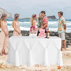 9ft White Tulle Table Skirt Tutu Tablecloth for Wedding/Birthday Party Decor