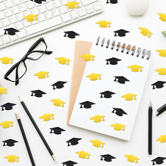 Gold and Black Graduation Cap Confetti 2026, Class of 2026 Table Centerpiece Gra