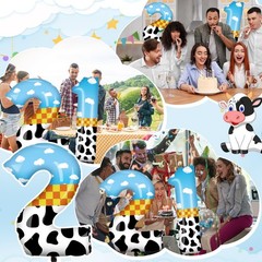 40 Inch Toy Inspired Number 2 Balloon Large Blue Sky and White Cloud Cow Cart…