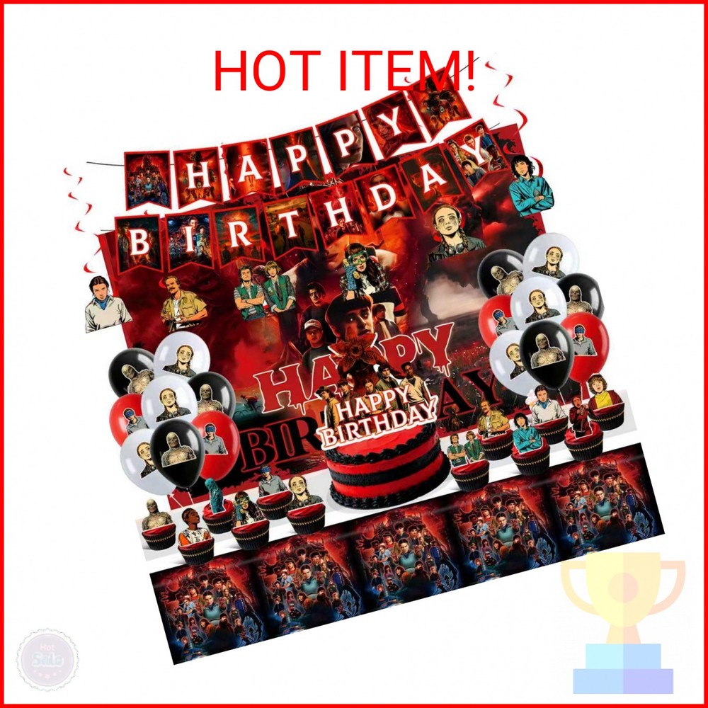 Stranger Birthday Decorations, Things Party Supplies Set Include Banner, Backdro