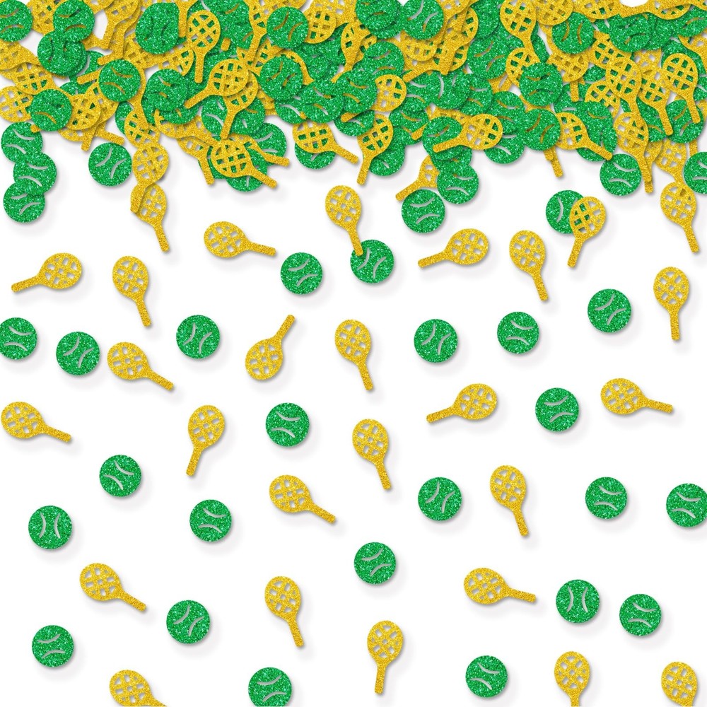 100 PCS Green Gold Tennis Ball Table Confetti for Sport Themed Baby Shower