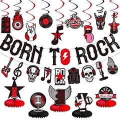 Rock and Roll Party Decor | Banner Swirls Centerpieces | Birthday Style | Set