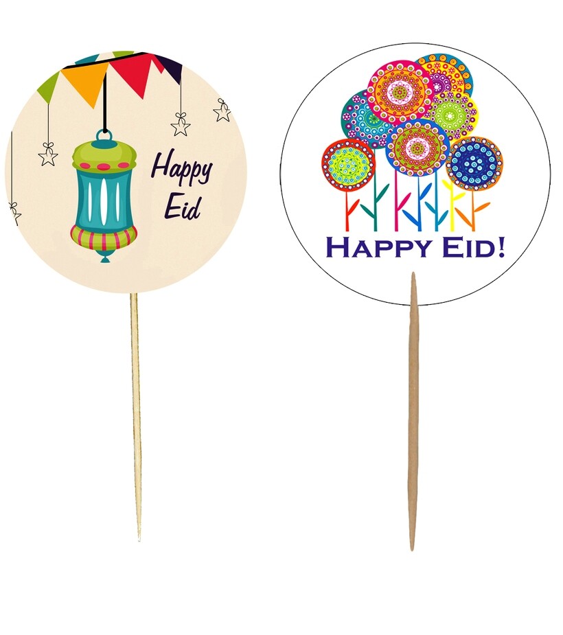 Happy Eid Party Cupcake Toppers (12 Pack) Islamic Muslim Holiday Decoration