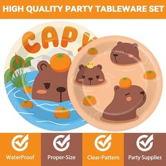 96Pcs Capybara Party Supplies Plates Napkins Decor Dinnerware Animal Theme fo…