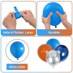 Blue Orange Space Balloons, 55 Pcs Set – Natural Latex Navy Blue and Orange
