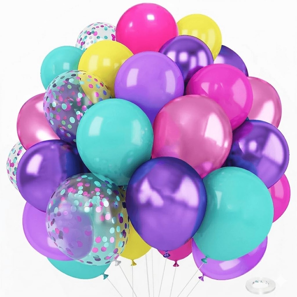 Purple Pink Blue Confetti Balloon, Balloons Party Decorations- 12in Hot Pink …