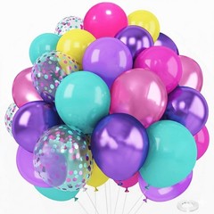 Purple Pink Blue Confetti Balloon, Balloons Party Decorations- 12in Hot Pink …