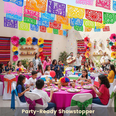 1 Pack 18 Ft Papel Picado Banner Cinco De Mayo Decoration, Fiesta Party Decorati