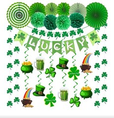 St. Patrick’s Day Decorations Kit with Lucky Banner, Hanging Swirls, Glitter Sha