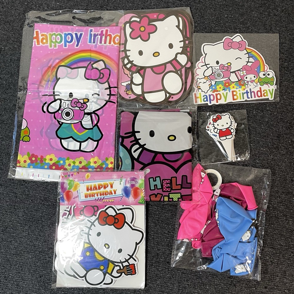 Hello Kitty Sanrio Birthday Party Supplies Set – Vintage Style Favors, Balloons