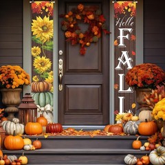 8 Pcs Seasonal Door Banner Hello Winter Christmas Banner Spring Summer Fall W…