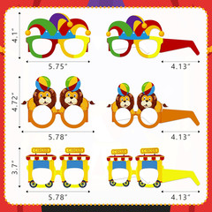 60Pcs Circus Paper Glasses Party Decorations for Adults Bulk, Carnival Theme Pho