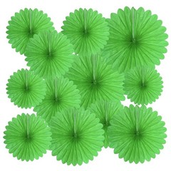 20 PCS Grass Green Hanging Paper Fan, Honeycomb, Round, Wedding, Birthday