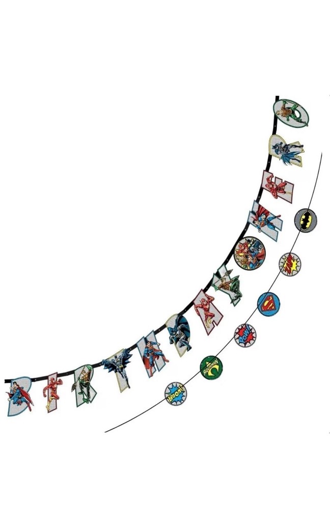 JUSTICE LEAGUE HEROES UNITE SUPERHERO PARTY ~ Jumbo & Mini 2 Pack Banner Kit NEW