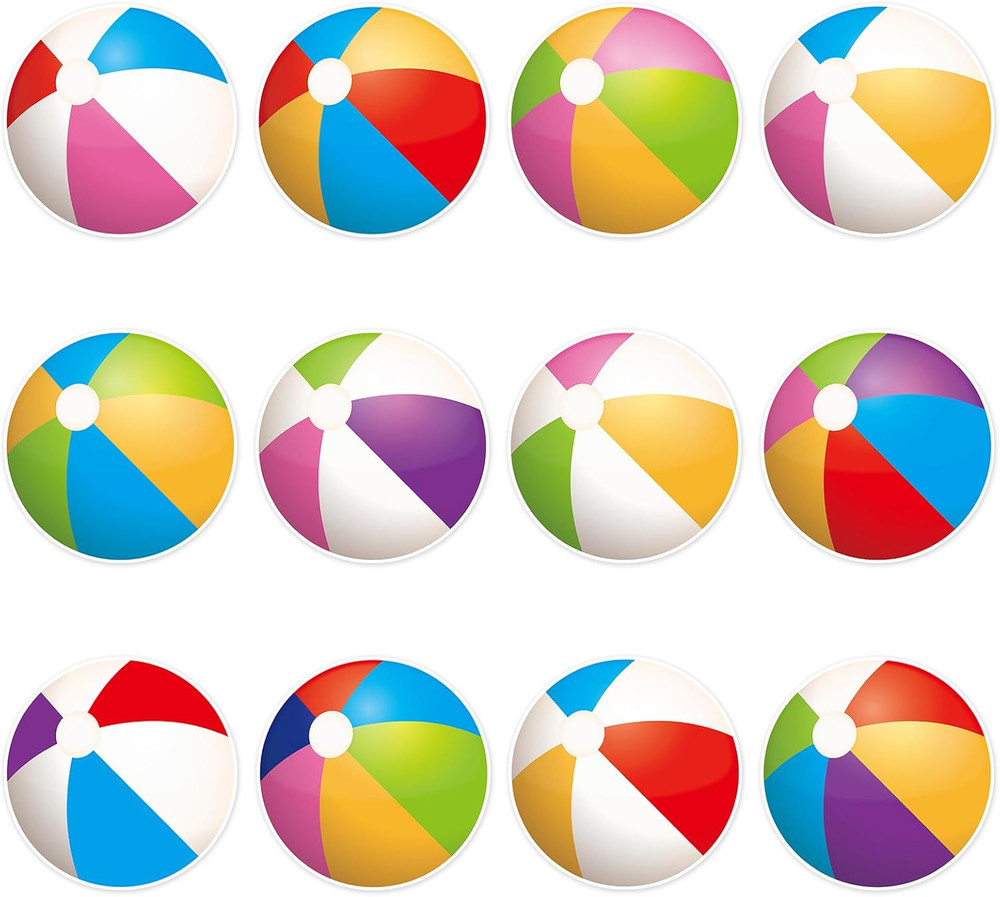 48Pcs Beach Ball Cutouts Summer Bulletin Board Decorations Colorful Beach Ball P