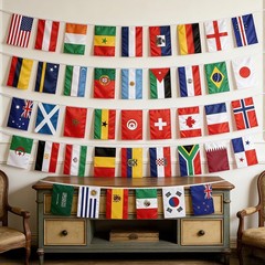 World Cup Flag Banner 42 20 x 14 cm / 8 x 5.5 inches, Nation Flags